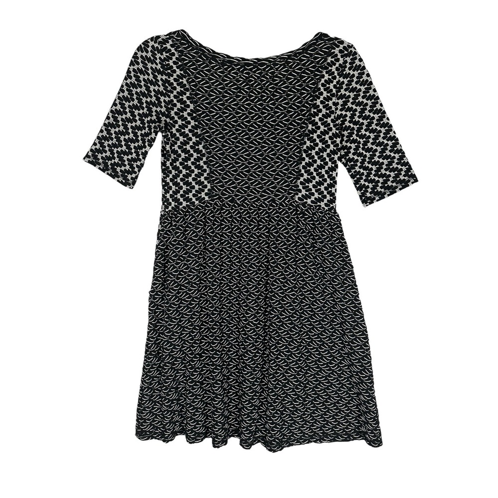 Saturday Sunday Anthropologie Sz XS Black Multi Print Textured Dress Geometric‎ - Picture 2 of 10